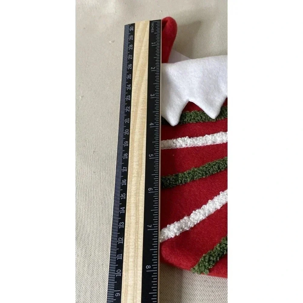 Christmas Holiday Red White Green‎ Stripe Small Winter Stocking NEW 6 Inch